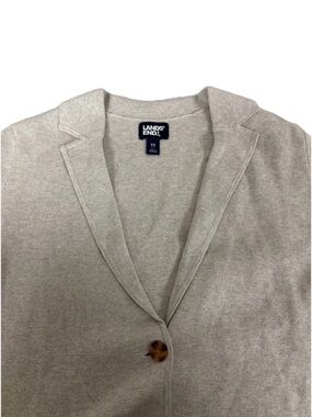 Lands' End‎ Womens 100% Cotton Knit Collared Button Cardigan Sweater Gray XS